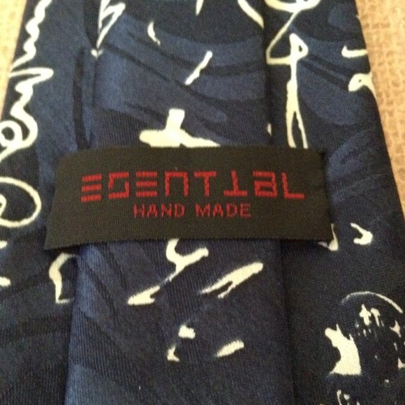 Men's Tie, blue with white pattern - Picture 4 of 5